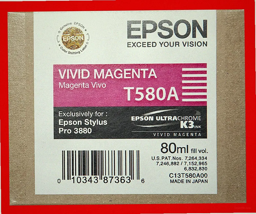 08-2015 Genuine Epson Pro 3880 T580A T580A00 vivid magenta printer ink New