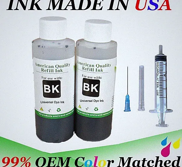 200ml Black bulk refill ink kit w syringe for ALL HP Universal inkjet printer