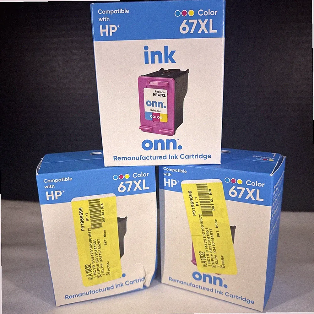 3-ONN 67XL and 67 Tri-Color Ink Cartridges Free Shipping Compatible With HP