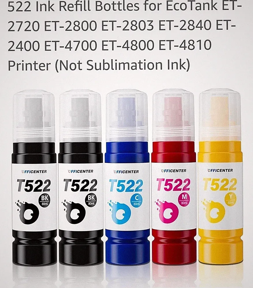 522 Ink Refill Bottles for EcoTank ET-2720 ET-2800 ET-2803 ET-2840 ET-2400...
