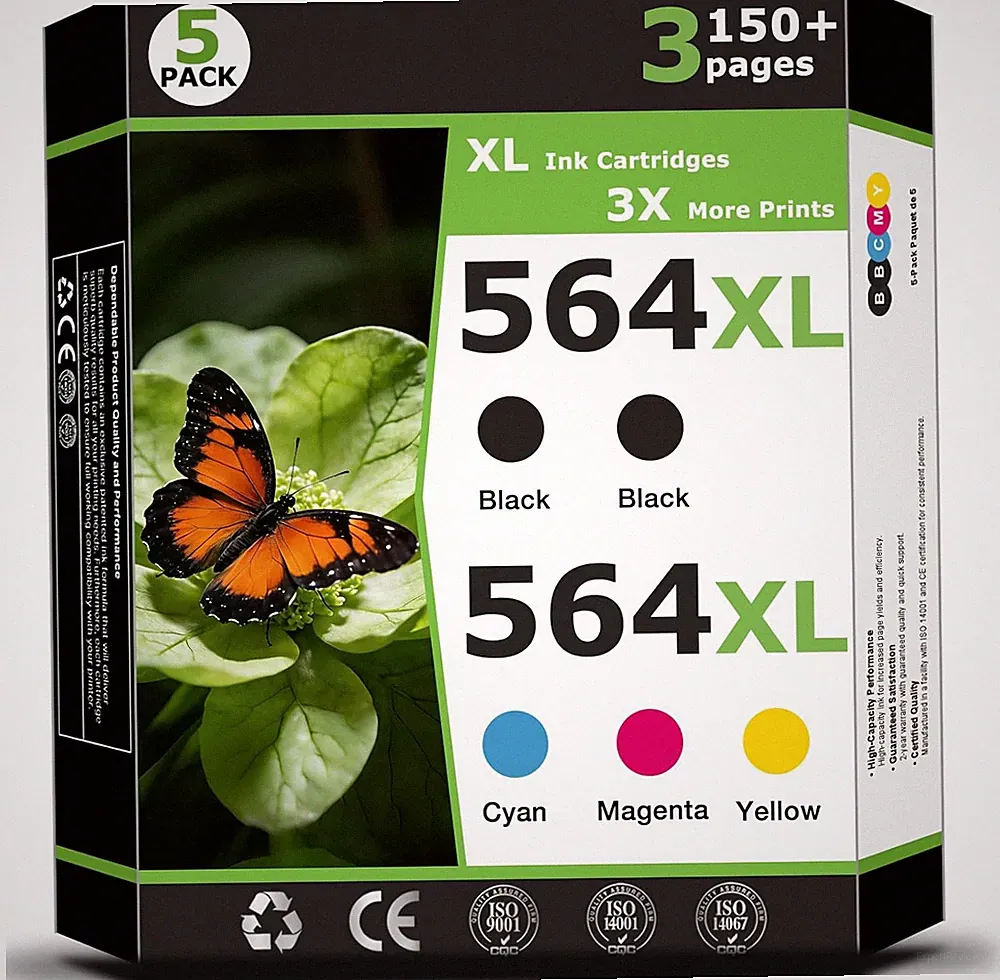 564XL Ink Cartridges 5 Pack Combo Pack Compatible for Hp564Xl 564 Ink for HP564