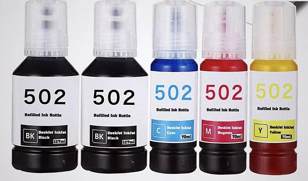5PK Refill Ink Bottles for Epson EcoTank 502 ET-4760 ET-2760 ET-2750 ET-3760 522