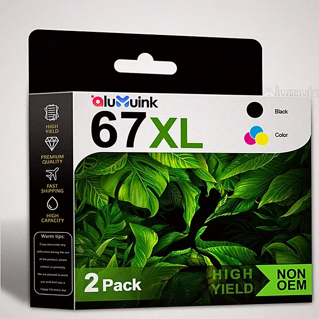 67XL ink Combo 2PK Replacement For HP 67 XL Cartridge 67 New Chip DeskJet 4121e