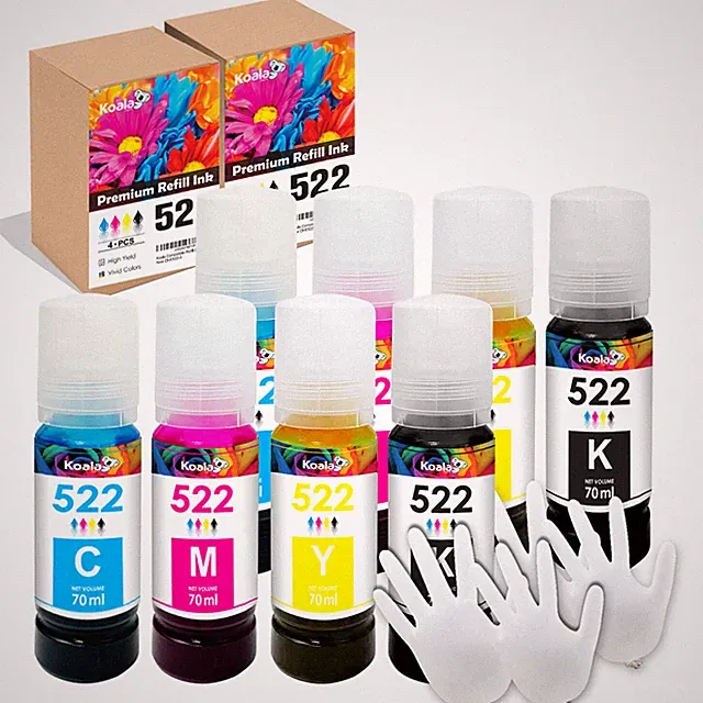 8 PK 560ML Koala 522 Ink Refill Kit Fit for Epn ET-4800 2800 2803 2400 2720 4700