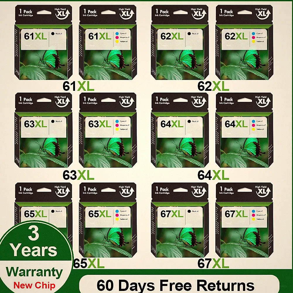 Black Color Ink Cartridges 61XL 62XL 63XL 64XL 65XL 67XL HY for HP printer Lot