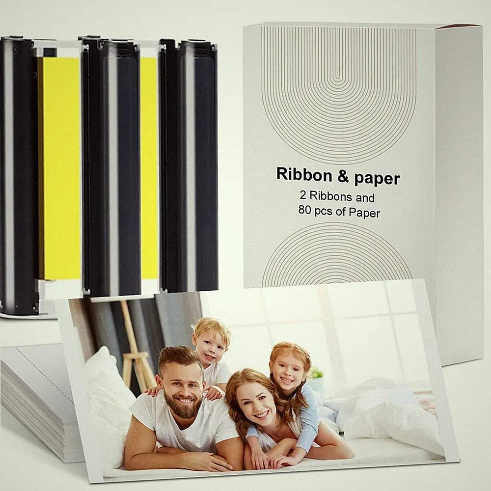 Compatible for M100/M200 4x6" Photo Printer 80 Sheets Photo Paper & 2 Ink Car...