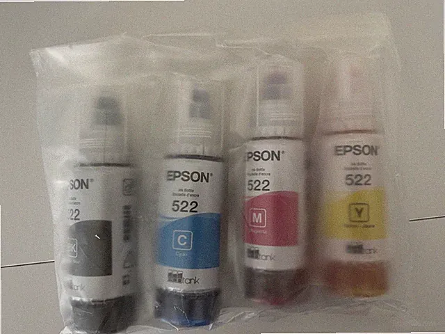 Epson OEM EcoTank 522 Ink Bottles – Full Color Set-Black, Cyan, Magenta, Yellow