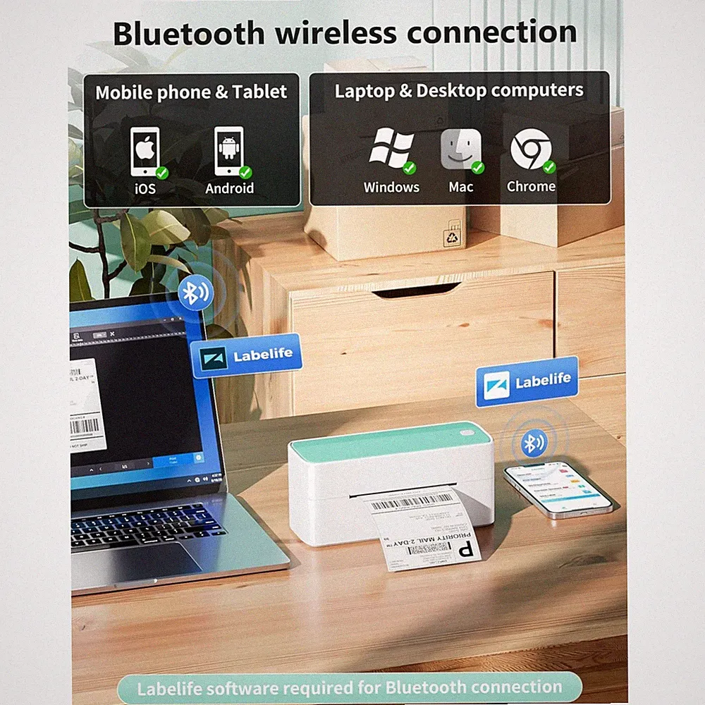 Inkless Thermal Shipping Label Printer - iPhone, Android~