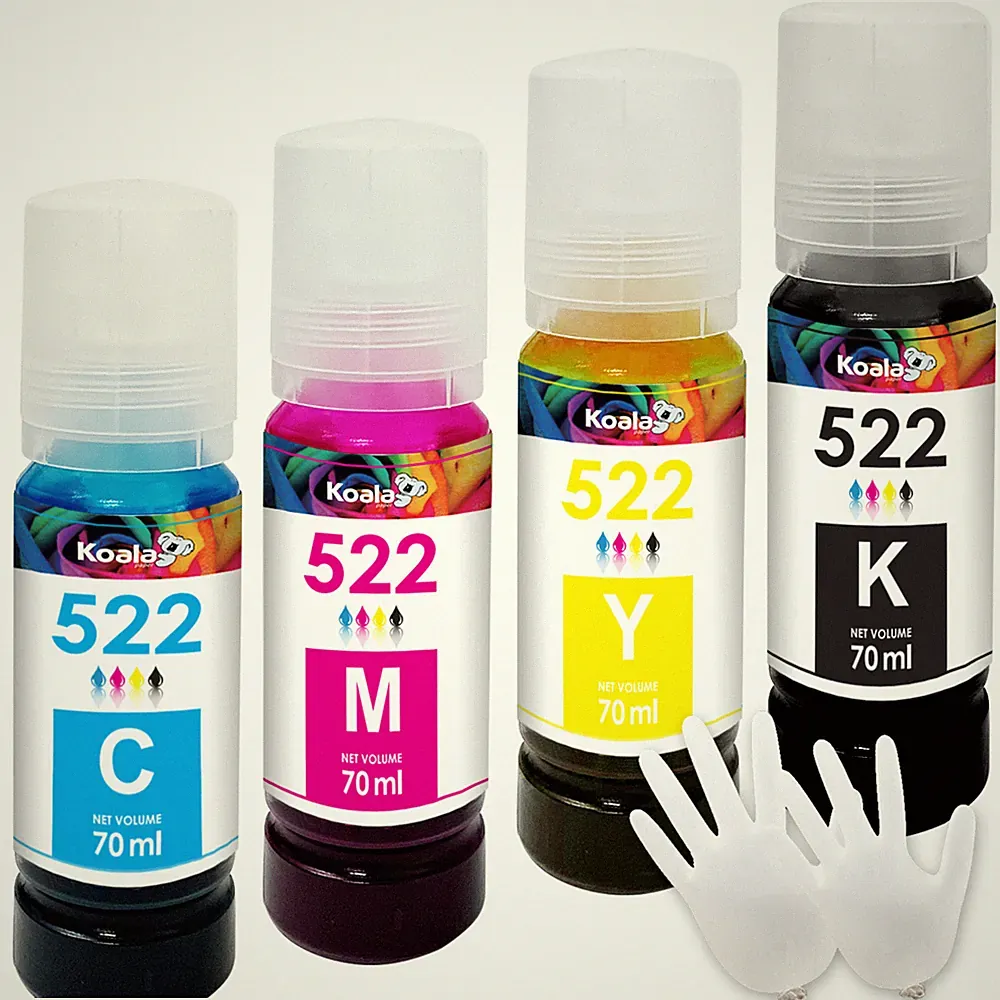 Koala 522 Ink Bottles 4 Pack Fit Epsn. ET-2720 ET-2800 ET-2803 ET-4700 ET-4800