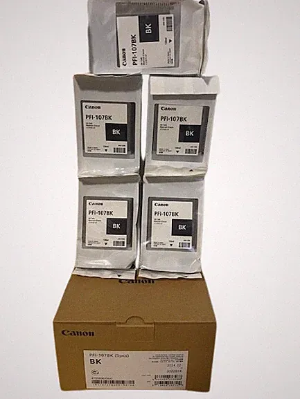 (Lot 5) Brand New Canon PFI-107BK Black 130ml Ink Tank Toner Printer Cartridge