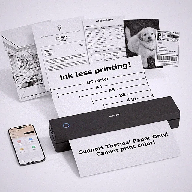 Portable Printer Wireless for Travel, Inkless Thermal Printer for iOS/Andorid...