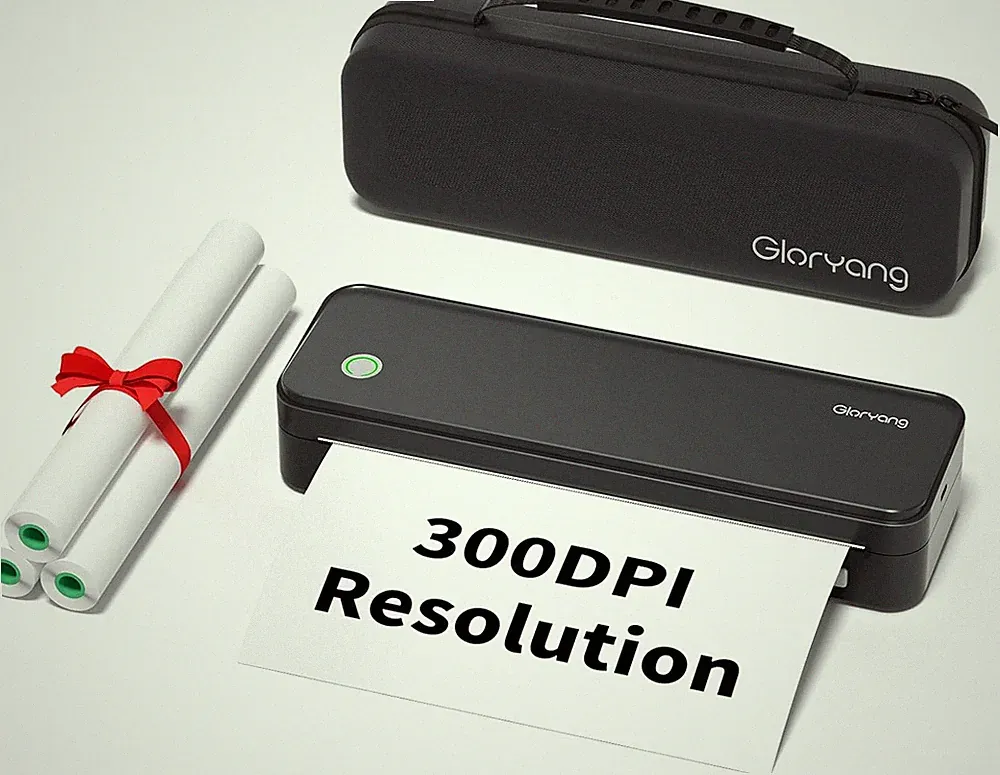 Wireless 300DPI Portable Inkless Printer for Travel & Home, Bluetooth Compatible
